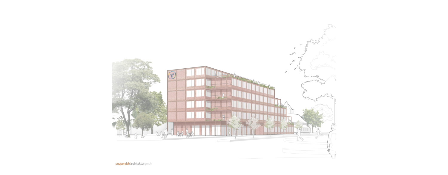 Die nachhaltige Holzhybrid-Bauweise mit einer intensiven Dachbegrünung und Grünterrassen auf allen Etagen prägt die zukünftige Franziskus Gesundheitsakademie.
