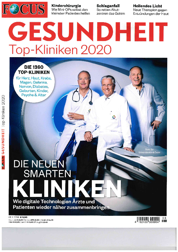 Die aktuelle Focus-Sonderpublikation „Gesundheit: Top-Kliniken 2020“ benennt Hospitäler der Franziskus Stiftung.